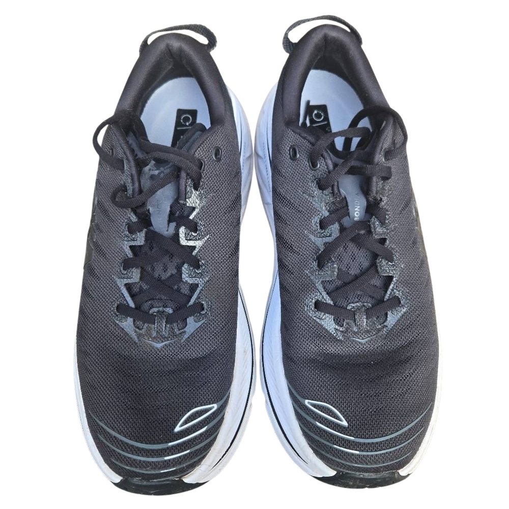 Hoka One One Bondi 8 Black and White Running Sneakers - Picture 4 of 8